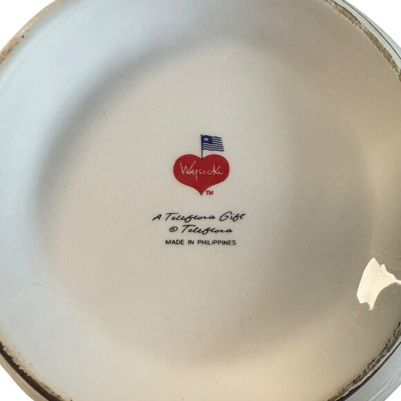 Vintage 1999 Charles Wysocki Christmas Love Bowl Telaflora Gold Base Holiday - Picture 8 of 8